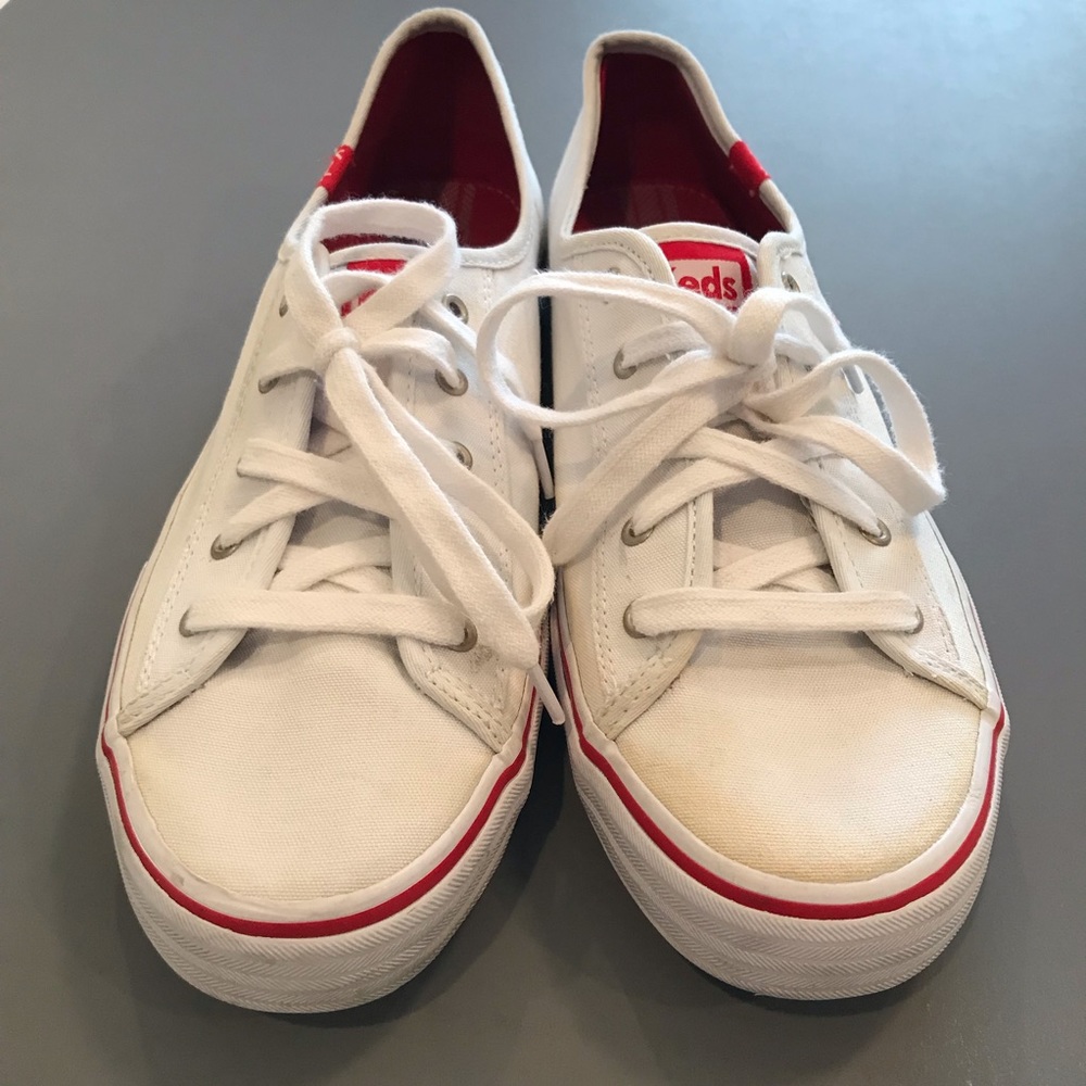 Keds Kickstart White Canvas Red Stripe Size 10
